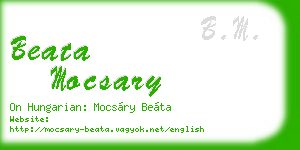 beata mocsary business card