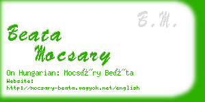 beata mocsary business card